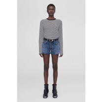 Anine Bing Rylan Sweatshirt Dame Svart Hvit Stripet