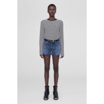 Anine Bing Rylan Sweatshirt Dame Svart Hvit Stripet