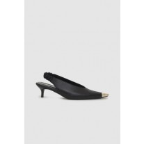 Anine Bing Nina com biqueira de metal salto alto feminino preto