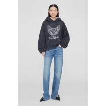 Sweatshirt Anine Bing Alec Hoodie White Eagle Dam Svart